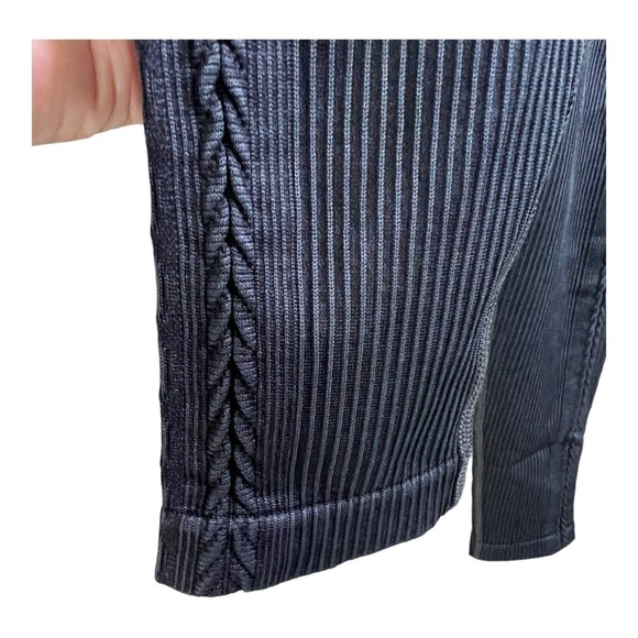Aerie Offline Hi Rise Black Wide Ribbed Braided Trim Leggings Size Small - Picture 3 of 14